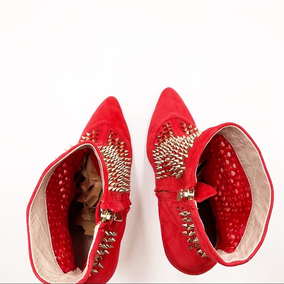 {ZARA} Suede Studded Ankle Boots - Picture 9 of 16